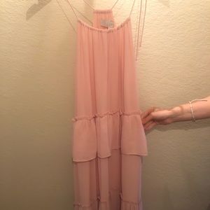 Blush pink tiered maxi dress